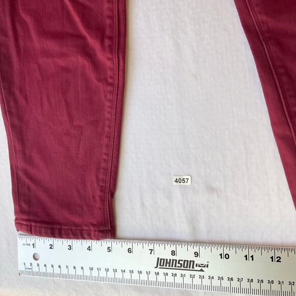 Express Women Cropped Leggings size 6 Red Mid Rise Stretch - Picture 6 of 10
